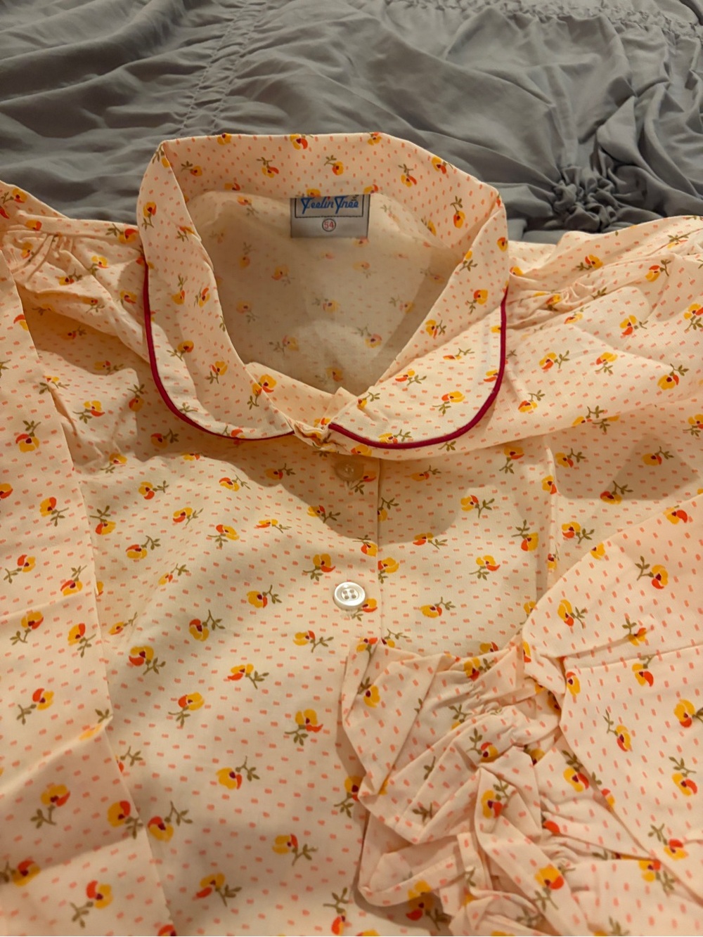 Women's Peach Floral Button-Front Nightgown - New